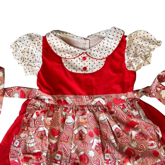NEW Oh Shana! Gingerbread Apron Style Dress 7/8 - Picture 3 of 12
